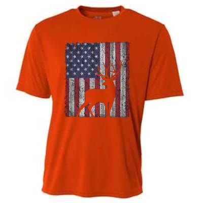 Hunting Deer American Flag Usa Bow Gun Patriotic America Gift Cooling Performance Crew T-Shirt