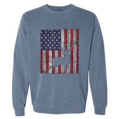 Hunting Deer American Flag Usa Bow Gun Patriotic America Gift Garment-Dyed Sweatshirt