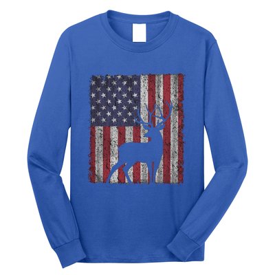 Hunting Deer American Flag Usa Bow Gun Patriotic America Gift Long Sleeve Shirt