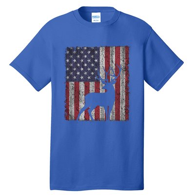 Hunting Deer American Flag Usa Bow Gun Patriotic America Gift Tall T-Shirt