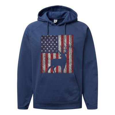 Hunting Deer American Flag Usa Bow Gun Patriotic America Gift Performance Fleece Hoodie