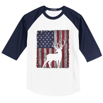 Hunting Deer American Flag Usa Bow Gun Patriotic America Gift Baseball Sleeve Shirt