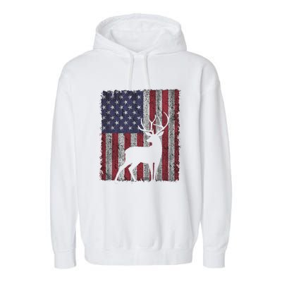 Hunting Deer American Flag Usa Bow Gun Patriotic America Gift Garment-Dyed Fleece Hoodie