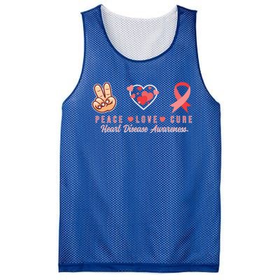 Heart Disease Awareness Peace Love Cure Fighters Gift Mesh Reversible Basketball Jersey Tank