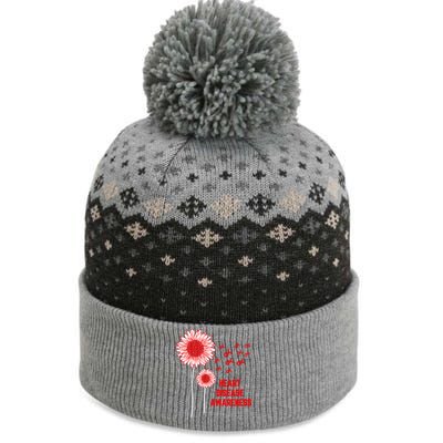 Heart Disease Awareness Red Ribbon Gift The Baniff Cuffed Pom Beanie