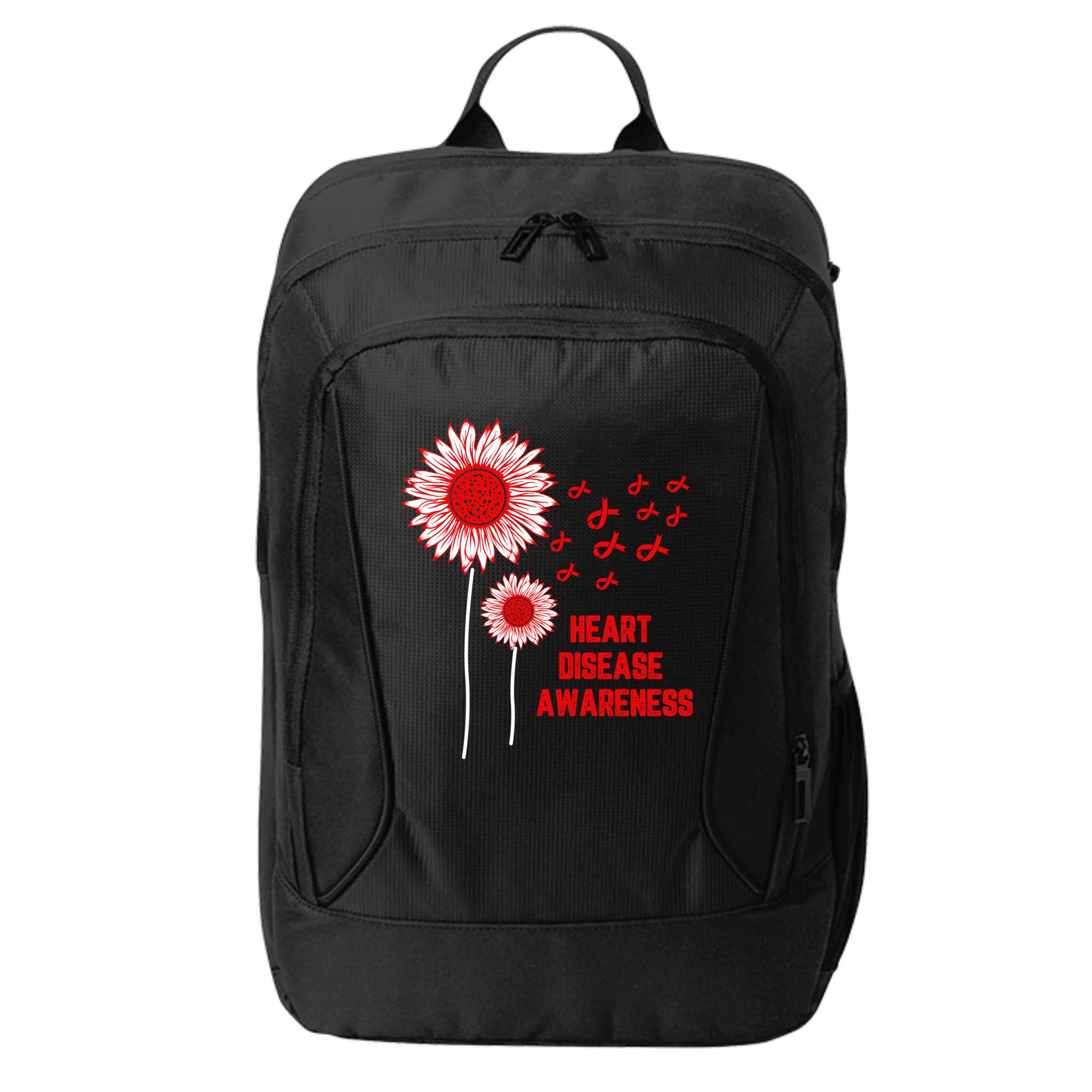 Heart Disease Awareness Red Ribbon Gift City Backpack