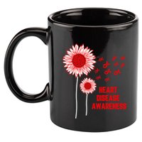 Heart Disease Awareness Red Ribbon Gift 11oz C Handle Ceramic Mug