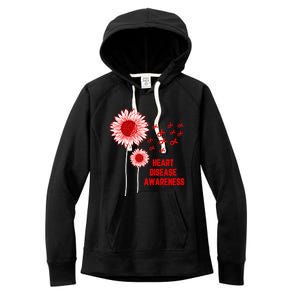 Heart Disease Awareness Red Ribbon Gift Women's Fleece Hoodie