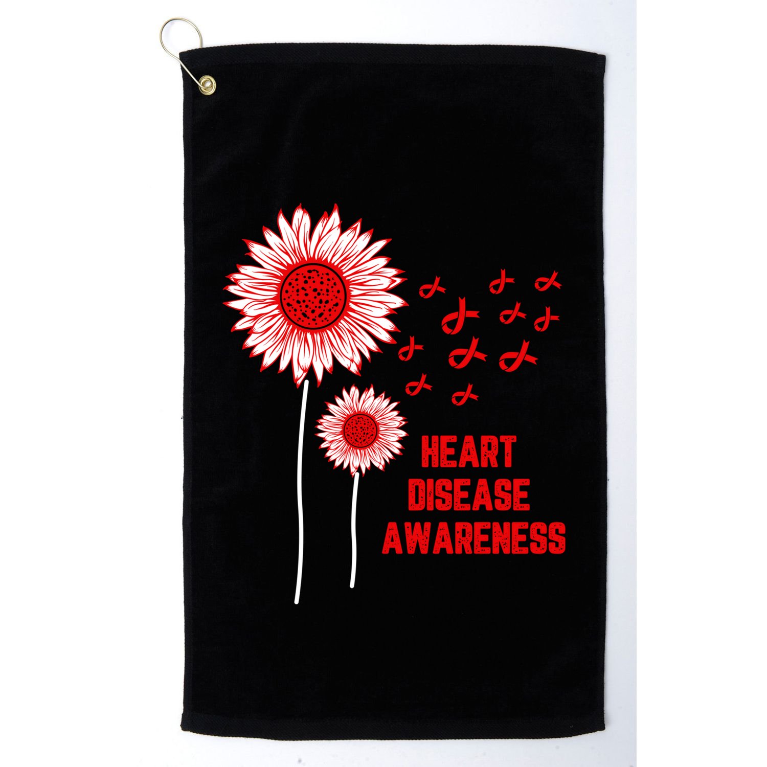 Heart Disease Awareness Red Ribbon Gift Golf Towel