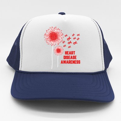 Heart Disease Awareness Red Ribbon Gift Trucker Hat