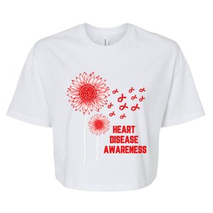 Heart Disease Awareness Red Ribbon Gift Bella+Canvas Jersey Crop Tee