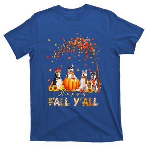 Husky Dog Autumn Fall Pumpkin Truck Mappe Thanksgiving T-Shirt