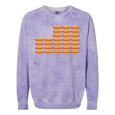 Hot Dog American Flag July 4th Patriotic Summer BBQ Funny Colorblast Crewneck Sweatshirt