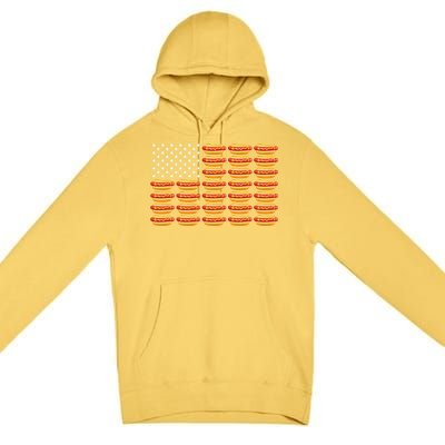 Hot Dog American Flag July 4th Patriotic Summer BBQ Funny Premium Pullover Hoodie