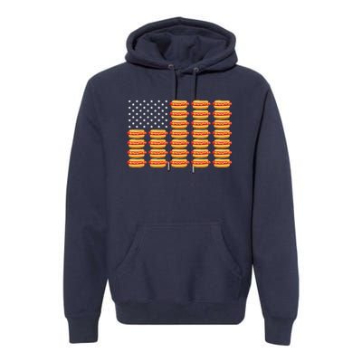 Hot Dog American Flag July 4th Patriotic Summer BBQ Funny Premium Hoodie