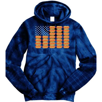 Hot Dog American Flag July 4th Patriotic Summer BBQ Funny Tie Dye Hoodie