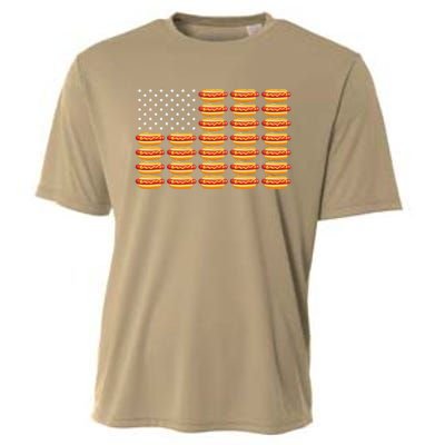 Hot Dog American Flag July 4th Patriotic Summer BBQ Funny Cooling Performance Crew T-Shirt