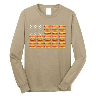 Hot Dog American Flag July 4th Patriotic Summer BBQ Funny Long Sleeve Shirt