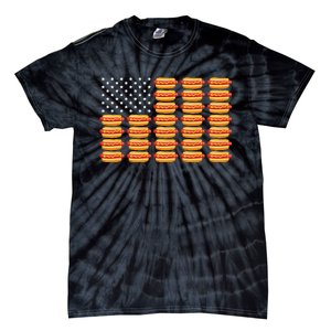 Hot Dog American Flag Tie-Dye T-Shirt