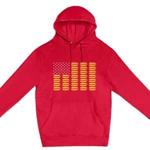 Hot Dog American Flag Premium Pullover Hoodie