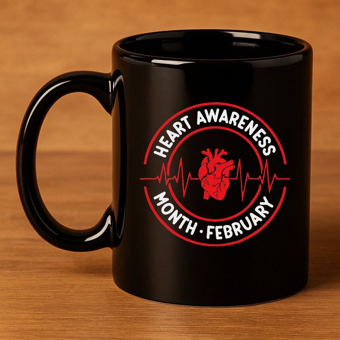 Heart Disease Awareness Month February Squad Chd Month 11oz C Handle Ceramic Mug