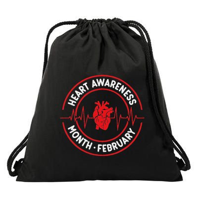 Heart Disease Awareness Month February Squad Chd Month Drawstring Bag