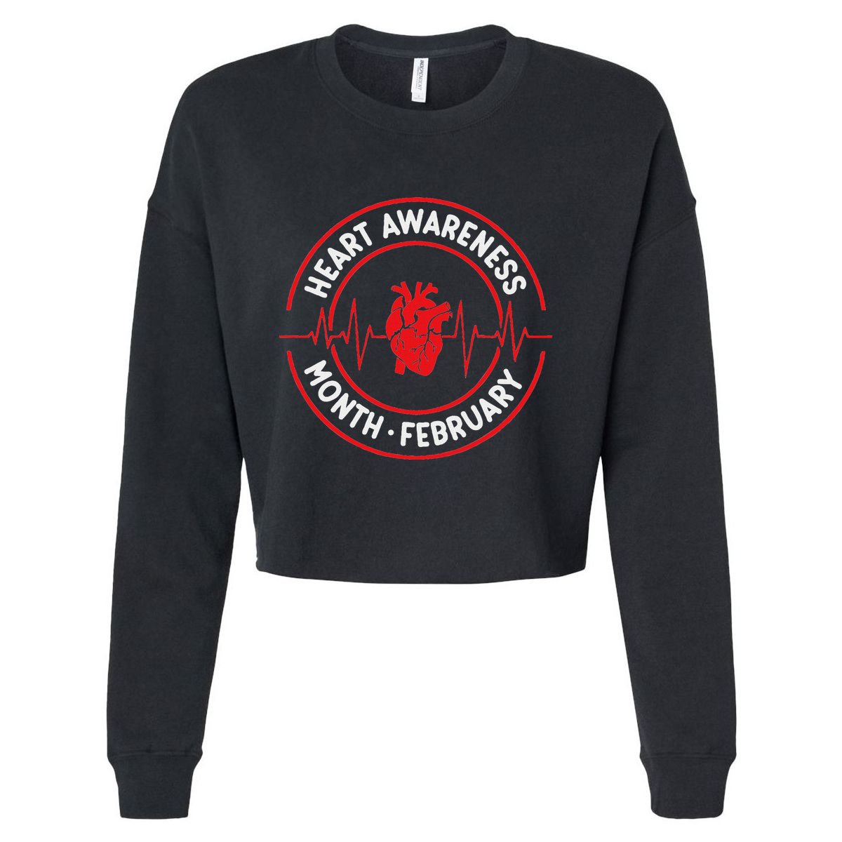 Heart Disease Awareness Month February Squad Chd Month Cropped Pullover Crew