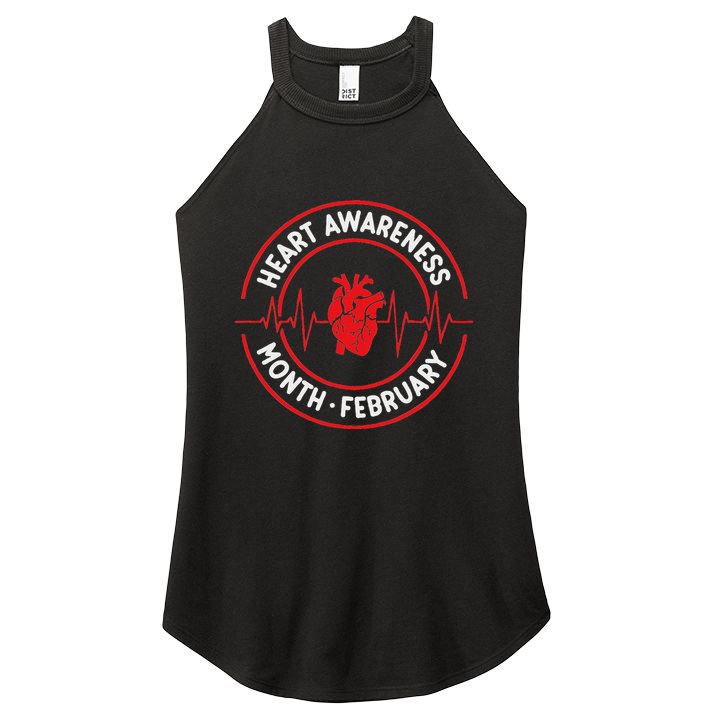 Heart Disease Awareness Month February Squad Chd Month Women's Perfect Tri Rocker Tank