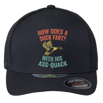 How Does A Duck Fart Funny Duck For Hunters Flexfit Unipanel Trucker Cap