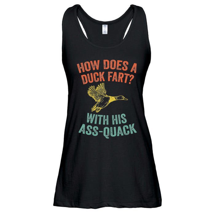 How Does A Duck Fart Funny Duck For Hunters Ladies Essential Flowy Tank