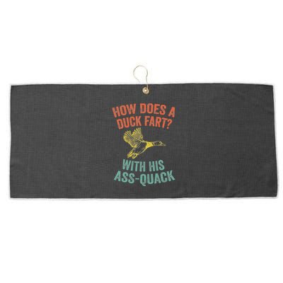 How Does A Duck Fart Funny Duck For Hunters Large Microfiber Waffle Golf Towel