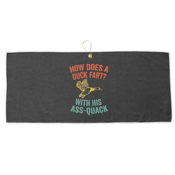 How Does A Duck Fart Funny Duck For Hunters Large Microfiber Waffle Golf Towel