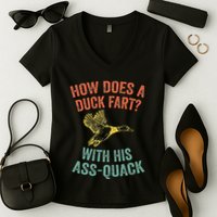 How Does A Duck Fart Funny Duck For Hunters Women's V-Neck T-Shirt