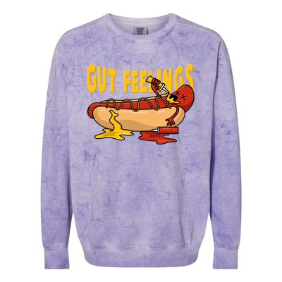 Hot Dog And Bun Gut Feelings Funny Sausage Food Coma Gift Colorblast Crewneck Sweatshirt