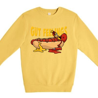 Hot Dog And Bun Gut Feelings Funny Sausage Food Coma Gift Premium Crewneck Sweatshirt