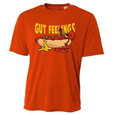 Hot Dog And Bun Gut Feelings Funny Sausage Food Coma Gift Cooling Performance Crew T-Shirt