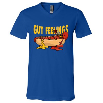 Hot Dog And Bun Gut Feelings Funny Sausage Food Coma Gift V-Neck T-Shirt