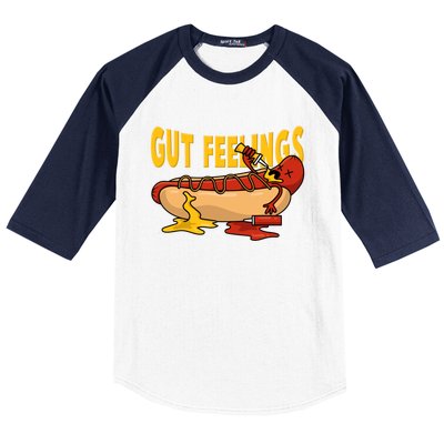 Hot Dog And Bun Gut Feelings Funny Sausage Food Coma Gift Baseball Sleeve Shirt