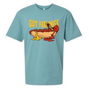 Hot Dog And Bun Gut Feelings Funny Sausage Food Coma Gift Sueded Cloud Jersey T-Shirt