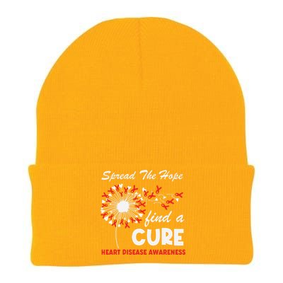 Heart Disease Awareness Spread The Hope Find A Cure Red Ribbon Knit Cap Winter Beanie