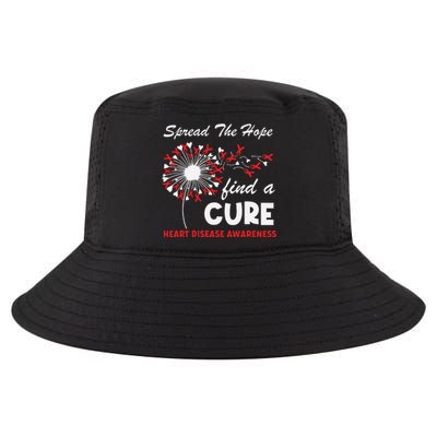 Heart Disease Awareness Spread The Hope Find A Cure Red Ribbon Cool Comfort Performance Bucket Hat