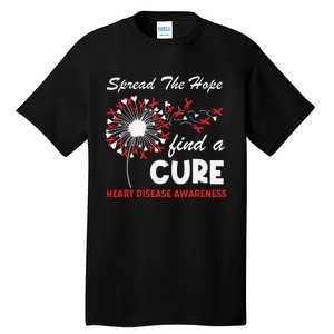 Heart Disease Awareness Spread The Hope Find A Cure Red Ribbon Tall T-Shirt