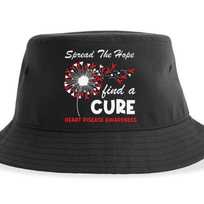 Heart Disease Awareness Spread The Hope Find A Cure Red Ribbon Sustainable Bucket Hat