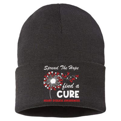 Heart Disease Awareness Spread The Hope Find A Cure Red Ribbon Sustainable Knit Beanie