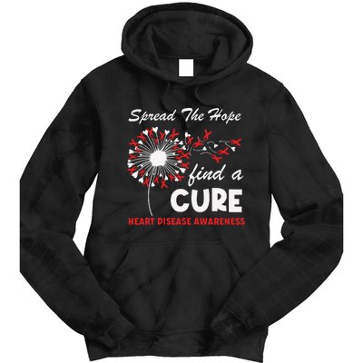 Heart Disease Awareness Spread The Hope Find A Cure Red Ribbon Tie Dye Hoodie