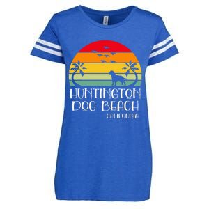 Huntington Dog Beach California Enza Ladies Jersey Football T-Shirt