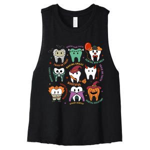 Halloween Dental Boo Crew Dentist Costume Teeth Women's Racerback Cropped Tank