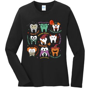 Halloween Dental Boo Crew Dentist Costume Teeth Ladies Long Sleeve Shirt