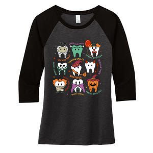 Halloween Dental Boo Crew Dentist Costume Teeth Women's Tri-Blend 3/4-Sleeve Raglan Shirt