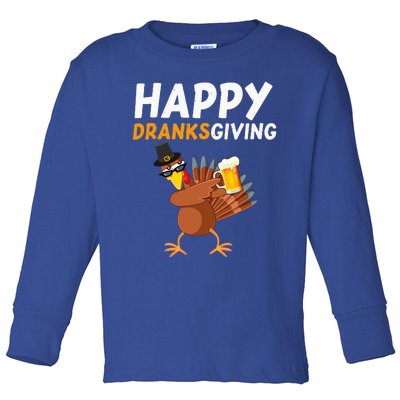 Happy Dranksgiving Beer Dabbing Turkey Pilgrim Toddler Long Sleeve Shirt